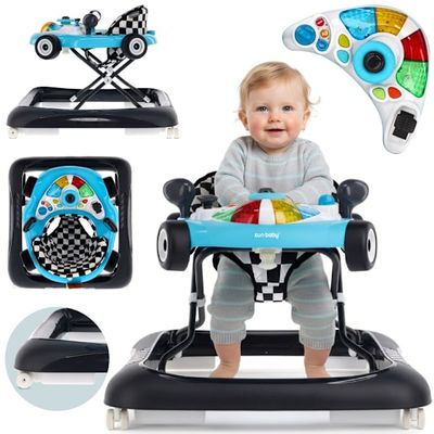 Interaktiv babywalker, racerbilsmodel, turkis og sort, Sun Baby