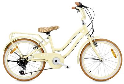 sun baby HEART BIKE Børnecykel 20 tommer - 6 gear, V-bremser, klokke, reflekser, bagagebærer, justerbar - Gul