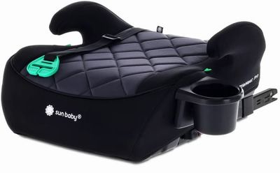 Sun Baby LittleNest Pro – Sædeforhøjer med ISOFIX – 125–150 cm, monteringsindikator, armlæn, kopholder, montering i kørselsretningen – Sædeforhøjer – Sædeforhøjer – Bilsæde – Sort