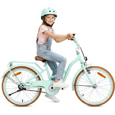 sun baby FLOWER BIKE Børnecykel 20 tommer - Bagagebærer, sidestøtte, kurv – Mintgrøn