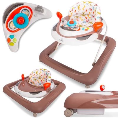 Interaktiv babywalker til læring af gang, højdejustering, rat, stoppeklodser, lille krokodille, Sun Baby