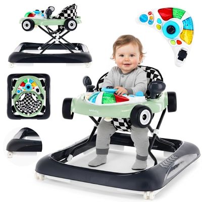 Interaktiv babywalker, racerbilsmodel, salvie og sort, Sun Baby