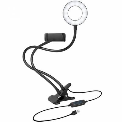 LogiLink Ringlys for smarttelefon Ø8,5 cm med klemme
