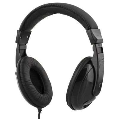 DELTACO hodetelefoner med volumkontroll, 2,5 m kabel, svart (HL-51)