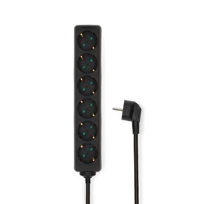 Nedis Extension Socket | Jordet kontakt / Type F (CEE 7/7) | 6-veis | 1.50 m | 3680 W | 16 A | Sort