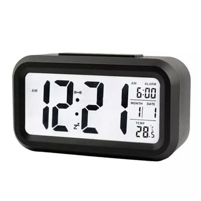 Digital vekkerklokke med LED-skjerm, Sort