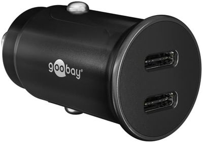 Goobay Dual-USB-C™ PD (Power Delivery) automatisk hurtiglader (30 W) 30 W (12/24 V) egnet for enheter med USB-C™ (Power Delivery), for eksempel iPhone