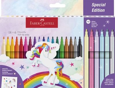 Faber-Castell Tuschpenn enhjørning 18+6 + klistremerker (554221)