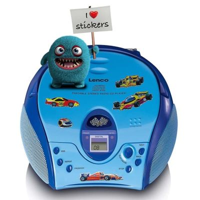 Lenco Boombox med CD-spiller, FM-radio og klistremerker Blå