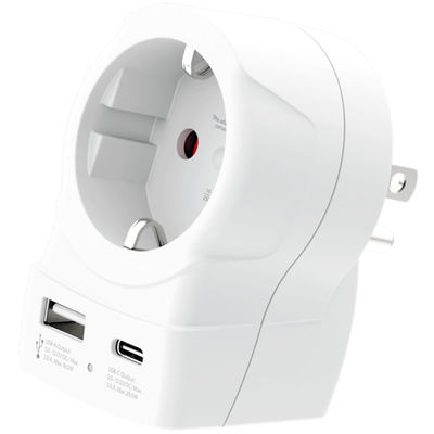 SKROSS Reseadapter Europa till USA m.fl. USB-A/USB-C 20W PD Jordad