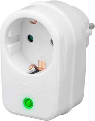 Goobay Adapter för uttag med överspänningsskydd överspänningsskyddsbrytare, 1 uttag, vit