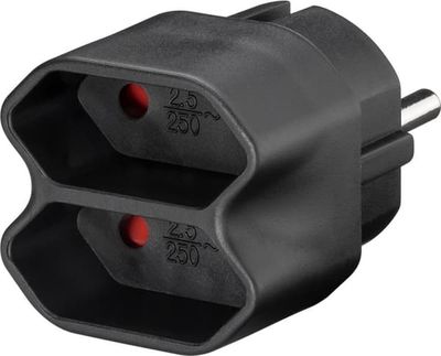 Goobay Adapter for stikkontakter kompaktadapter med to euro-stikkontakter