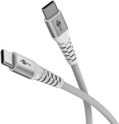 Goobay USB-C™ supermyk tekstilkabel med metallkontakter, 2 m, hvit Elegant og ekstra robust tilkoblingskabel for enheter med USB-C™-port