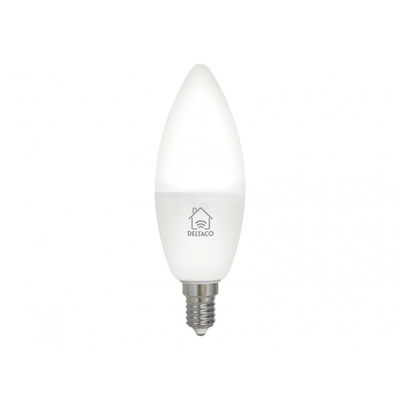 Deltaco SMART HOME LED-lampa, E14, WiFI, 4.9W, 2700K-6500K, dimbar, vit