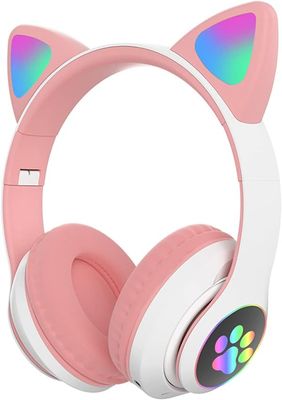 Børns trådløse Bluetooth over-ear katteørehovedtelefoner med mikrofon, velegnet til børn, teenagere og voksne (pink)