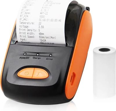 58 mm Bluetooth termisk kvittoskrivare, fakturakortskrivare, utrustad med termisk pappersrulle, kompatibel med Android, iOS och Windows-system