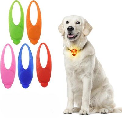 5-pak vandtætte silikone clip-on LED blinkende sikkerhedslys til hunde og katte