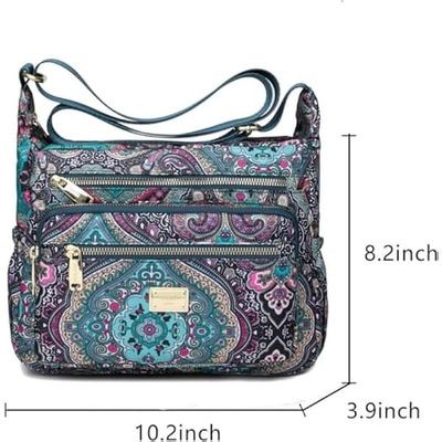 Axelväska för kvinnor, rymlig, design med flera fickor, crossbody-väska, tygväska, handväska med topphandtag