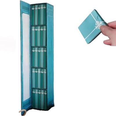 Julekalender 2025 med 24 minibøger, gave til litteraturelskere, julebiblioteksdekorationer, blå.