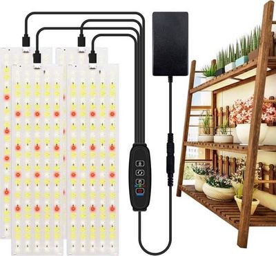 4-pak fuldspektret LED-plantegrowlys med 3/9/12H timer og 10 dæmpbare niveauer