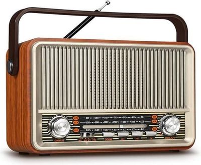 Vintage bärbar radio - AM/FM/SW-radio med Bluetooth - 1800 mAh batteri - USB/TF/AUX - Lämplig för äldre