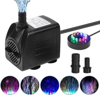 16W 800L/H ultratyst dränkbar pump med 12 LED-färger och 2 munstycken för akvarier och dammar