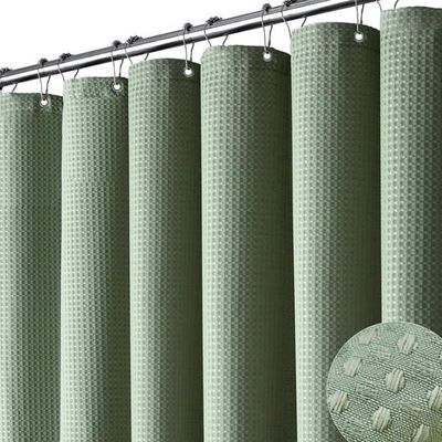 Bruseforhæng - Anti-skimmel bruseforhæng - Vaffelmønster - Inkluderer ophængsringe - Vandtæt - 180x180 cm - Inkluderer 12 kroge - Grøn