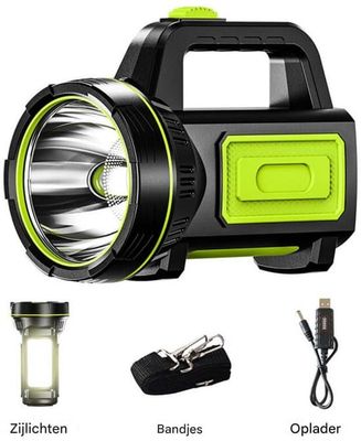 135 000 Lumen Uppladdningsbar LED-ficklampa med hög effekt och sidoljus (6000mAh)
