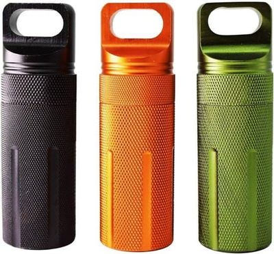 Vandtæt overlevelsesmedicinskrin af høj kvalitet, CNC-forseglet metalflaske, essentielt campingværktøj, overlevelsesopbevaringsbeholder (sort, orange, grøn)