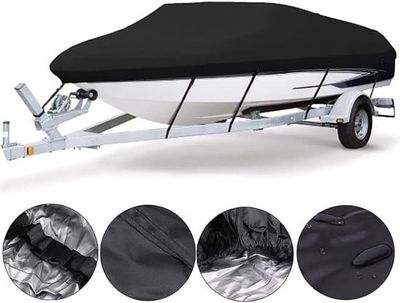 Båtkapell - 530cm x 290cm - Båtpresenning - Båtskydd - 210D - UV-beständig - Vattentät - Svart - Lämplig för havsfiske och motorbåtar