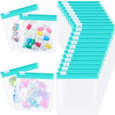 24-pak lynlåsposer til medicin Genanvendelige halvgennemsigtige genlukkelige plastikposer med skydelås Blå-grøn