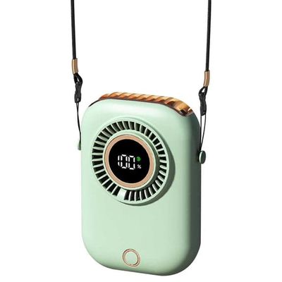 Bærbar halsventilator Justerbar snorstativ USB Bladeless Miniventilator 5 vindhastigheder Taljeophæng Clip Udendørs Rejse 4,88 tommer Grøn
