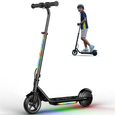 K2Pro børn elektrisk scooter 150W motor 6 tommer dæk 18V batteri 16km h tophastighed 6-9km rækkevidde orange sort 3 hastighed gear med LED