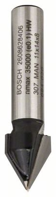 BOSCH V-spårfräs 8 mm, D1 11 mm, L 14 mm, G 45 mm, 60° 2608628406