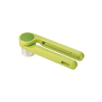 Hvidløgspresser i rustfrit stål med ergonomisk roterende håndtag, grøn, 17,6 x 5,8 x 4,6 cm