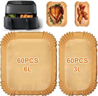Airfryer bakplåtspapper - Bakplåtspapper - Philips Dual Basket Airfryer 3000-serien och 5000-serien - modeller NA350 - 300 och NA550 - 120 stycken