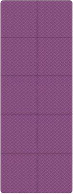 Sammenfoldelig yogamåtte, fitnesstræningsmåtte, dobbeltsidet rejseyogamåtte, skridsikker, til yoga, pilates, gulvøvelser, 183 x 61 x 0,4 cm, lilla