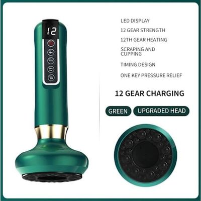 Anti-cellulite massagehoved - 12 justerbare niveauer - Med varmefunktion - USB-C genopladelig - Til mave/ben/balder - Grøn