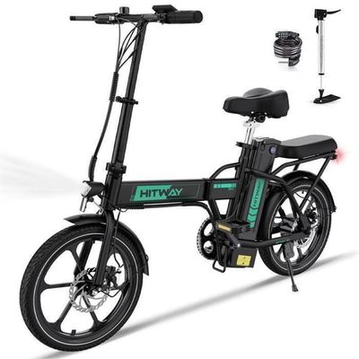 HITWAY Fällbar Elcykel 16" - Batteri 36V 13Ah - Pedalassisterad - Räckvidd 50-100KM - Gratis cykelpump