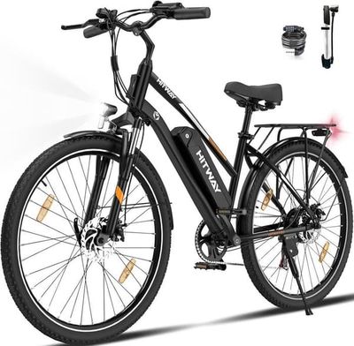 Elcykel VAE - HITWAY - Svart - 28" - Avtagbart Batteri 250W 36V 13Ah - Shimano 7 Växlar - El Mountainbike