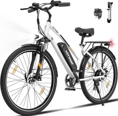 Elcykel VAE - HITWAY - Vit - 28" - Avtagbart batteri 250W 36V 13Ah - Shimano 7 växlar - Elektrisk Mountainbike