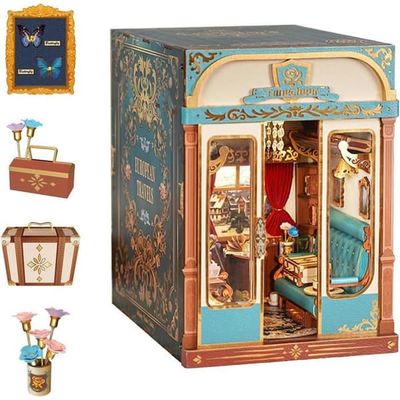 Kit Bok Nook (Pussel 3D DIY) - Europeiska Resor - Animerad scen - Dammskyddande lock - Trä & mässing