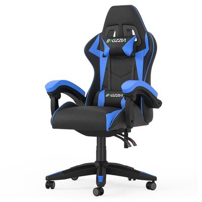 Spelstol Ergonomisk Gamingstol med Nackkudde & Svankstöd, Justerbar Höjd, Lutningsfunktion 90-135°