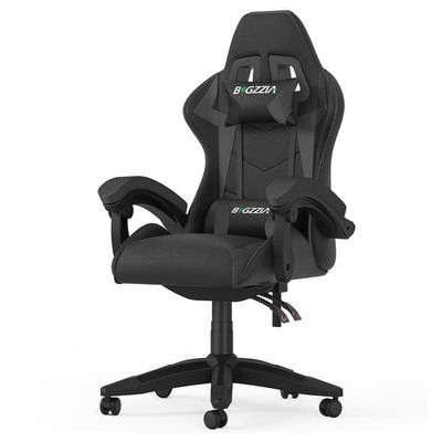 Spelstol Ergonomisk Gamingstol med Nackkudde & Svankstöd, Justerbar Höjd, Lutningsfunktion 90-135°