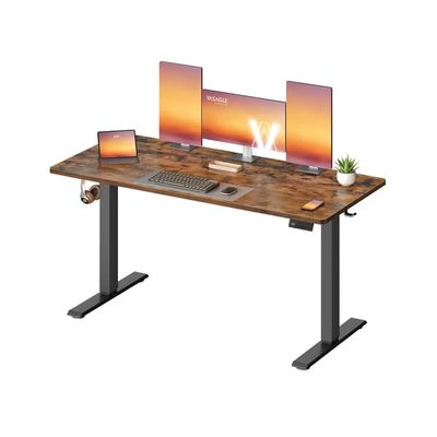 Höj- och sänkbart skrivbord, minnesfunktion med 4 höjder, vintagebrunt