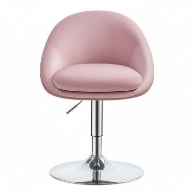 VASAGLE justerbar stol, sminkstol, kontorsstol, vridbar, barstol med ryggstöd och fot, stål, för disk, kontor, sminkbord, matsal, pastellrosa