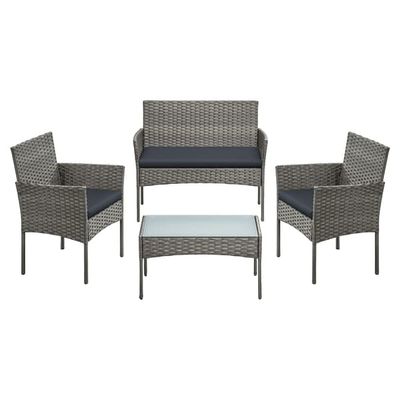 SONGMICS altanmøbler, havemøbelsæt, af PE-polyrattan, loungesæt, terrasse-møbler, udendørs, til terrasse, altan, have, brun-taupe