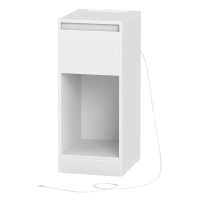Smal nattduksbord, nattbord, sidobord med LED-belysning
