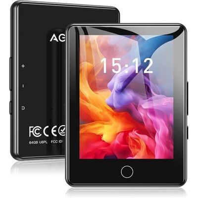 MP3-spelare - AGPTEK - 64GB - Bluetooth 5.3 - 2.8" pekskärm - Extern minne upp till 192GB
