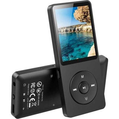 AGPTEK 64Go MP3 Bluetooth 5.3 med Högtalare Musikspelare 70H Ultra-Lång Batteritid, FM-radio Inspelning, Utan Hörlurar